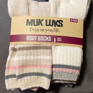 Muk Luks Women's Boot Socks - Cream, Gray, and Pink